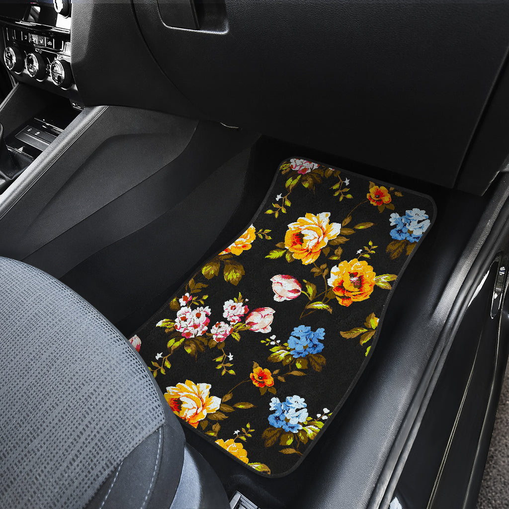 Vintage Floral Flower Pattern Print Front And Back Car Floor Mats/ Front Car Mat