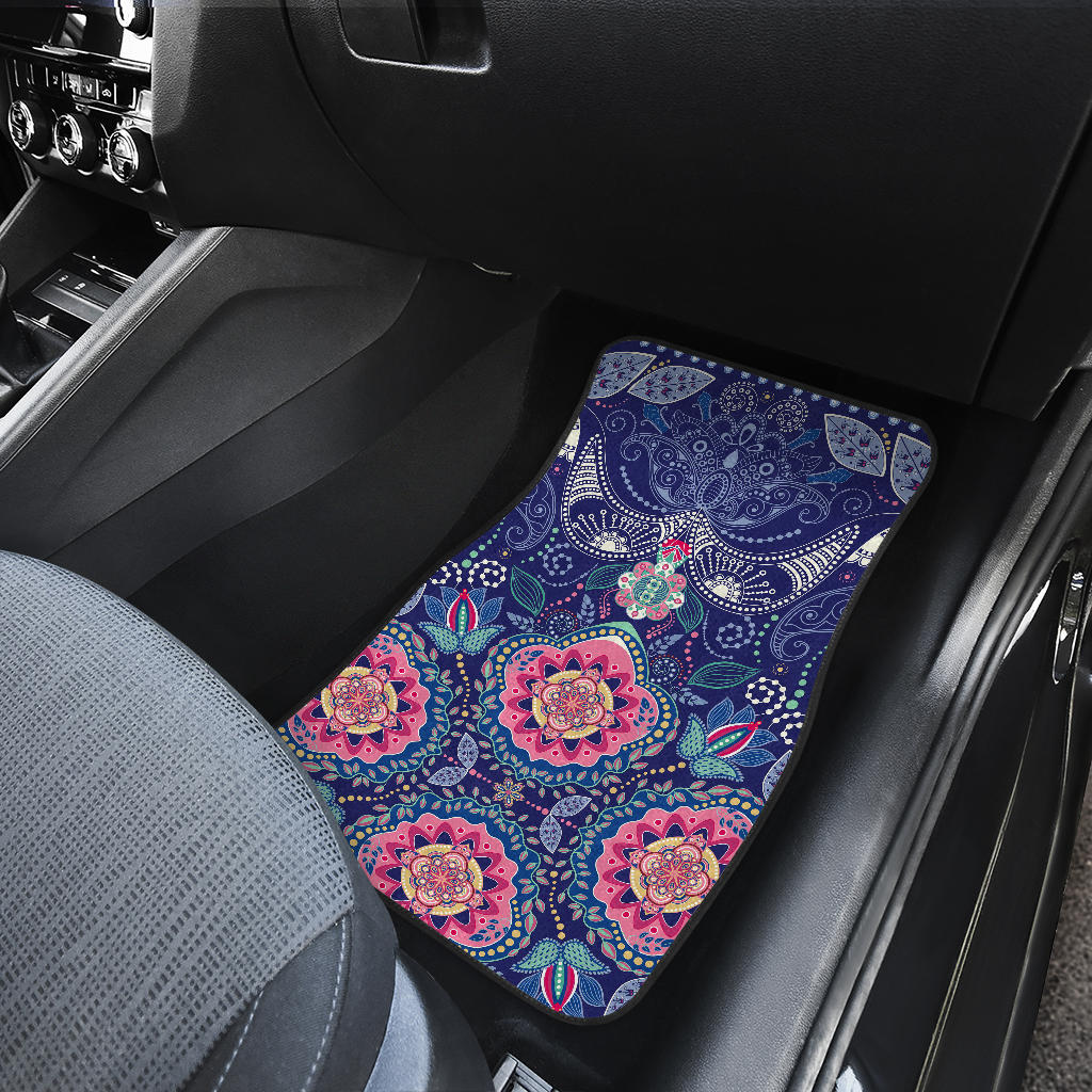 Ornamental Paisley Mandala Print Front And Back Car Floor Mats/ Front Car Mat