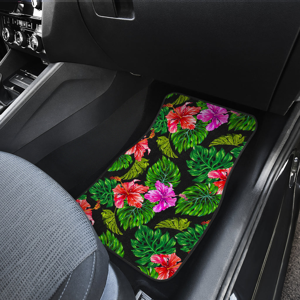Monstera Hibiscus Hawaii Pattern Print Front And Back Car Floor Mats/ Front Car Mat