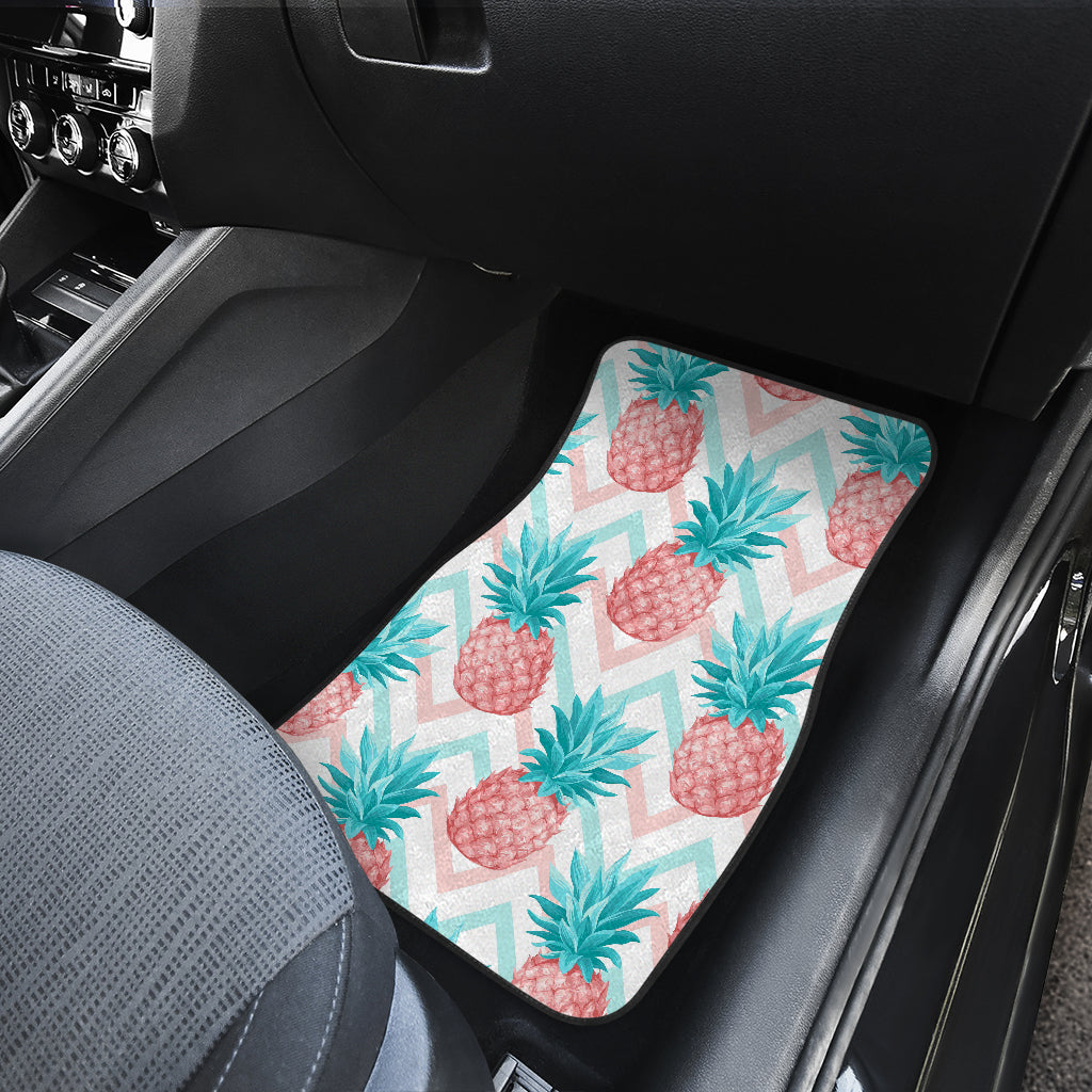 Bright Zig Zag Pineapple Pattern Print Front And Back Car Floor Mats/ Front Car Mat