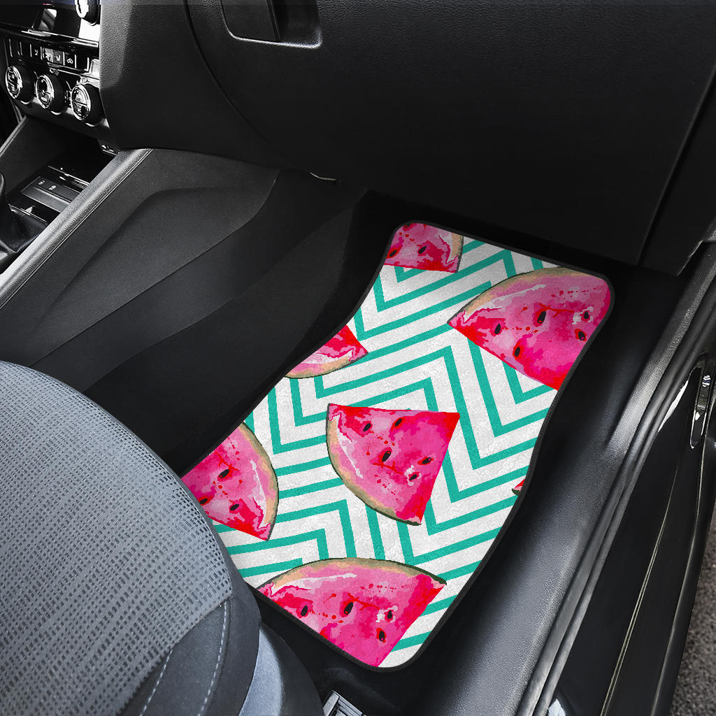 Teal Chevron Watermelon Pattern Print Front And Back Car Floor Mats/ Front Car Mat