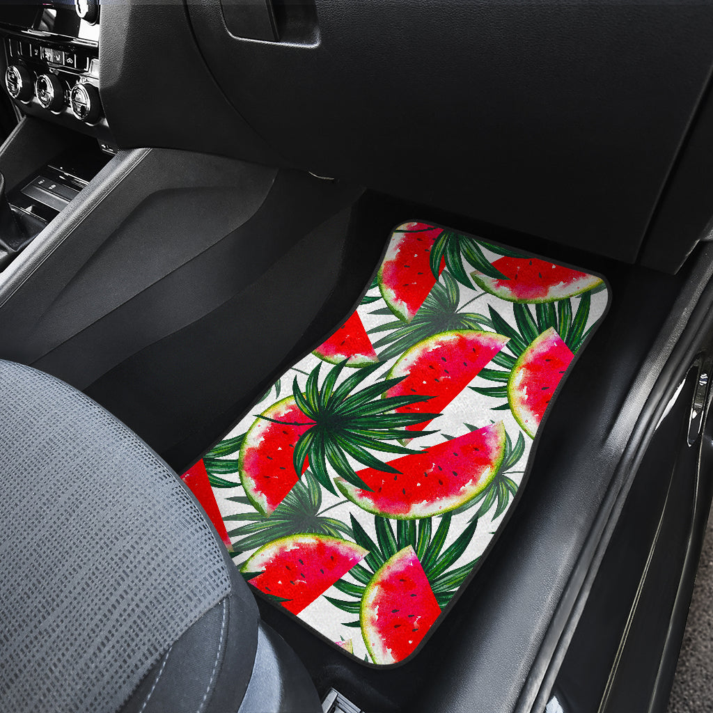 White Palm Leaf Watermelon Pattern Print Front And Back Car Floor Mats/ Front Car Mat
