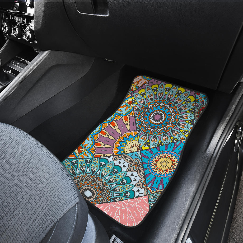 Patchwork Mandala Bohemian Pattern Print Front And Back Car Floor Mats/ Front Car Mat