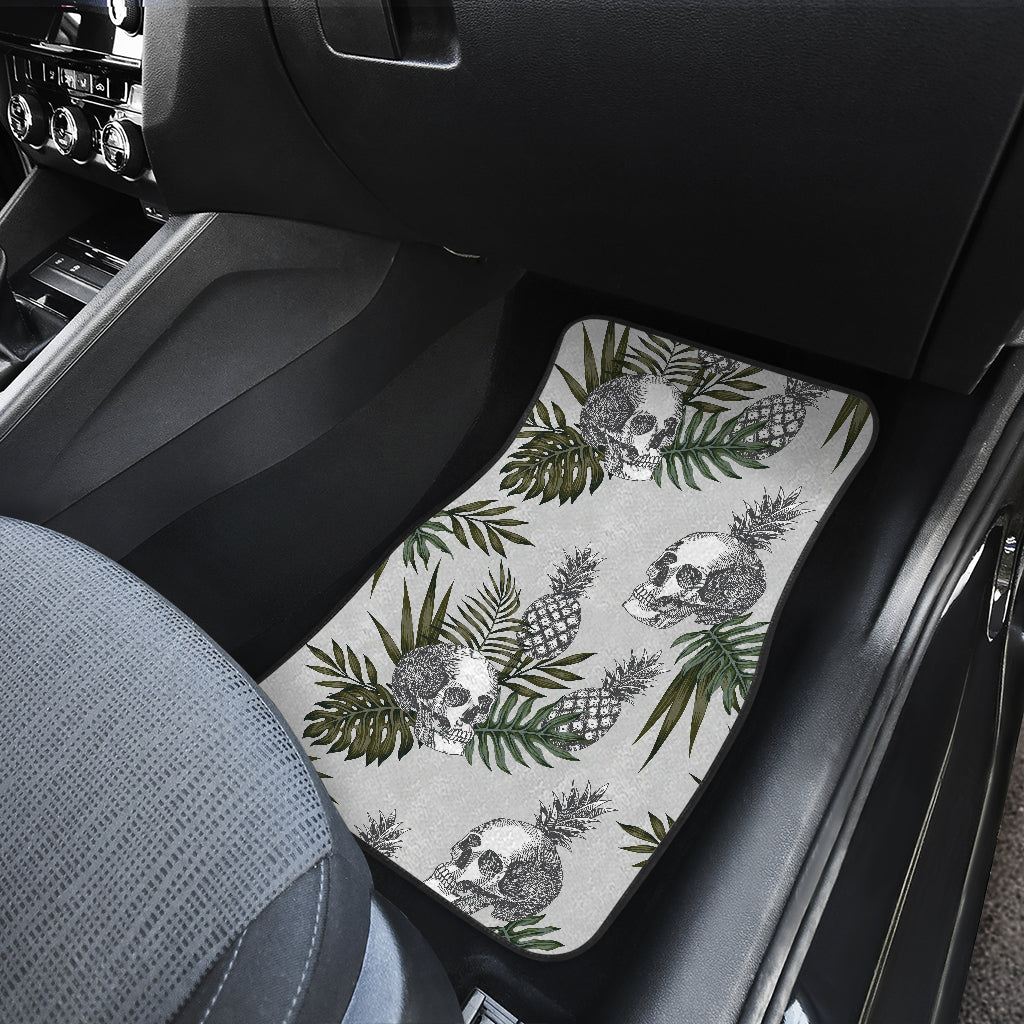 Tropical Pineapple Skull Pattern Print Front And Back Car Floor Mats/ Front Car Mat