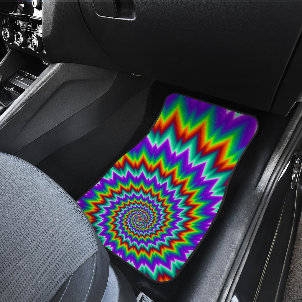 Psychedelic Spiral Optical Illusion Front And Back Car Floor Mats/ Front Car Mat