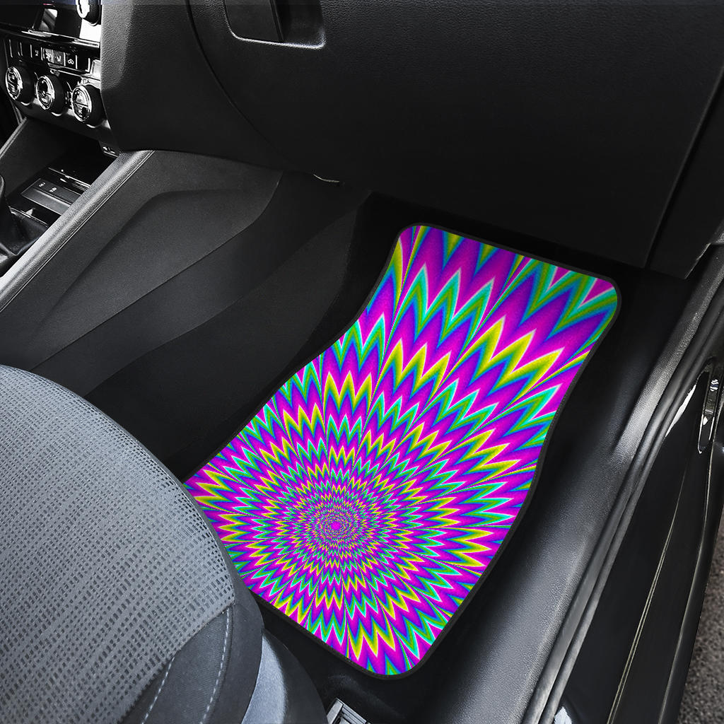 Spiky Spiral Moving Optical Illusion Front And Back Car Floor Mats/ Front Car Mat