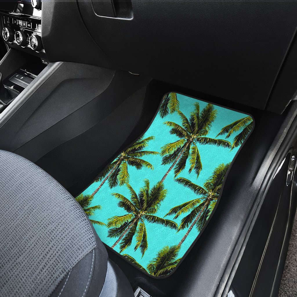 Tropical Palm Tree Pattern Print Front And Back Car Floor Mats/ Front Car Mat