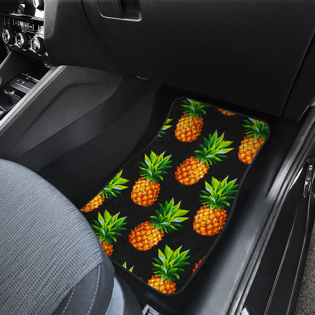 Black Pineapple Pattern Print Front And Back Car Floor Mats/ Front Car Mat
