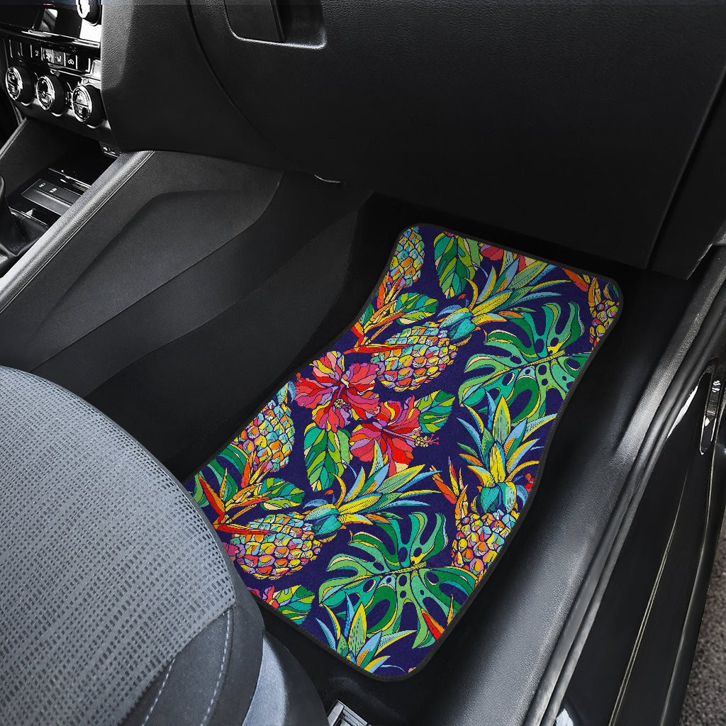 Colorful Aloha Pineapple Pattern Print Front And Back Car Floor Mats/ Front Car Mat