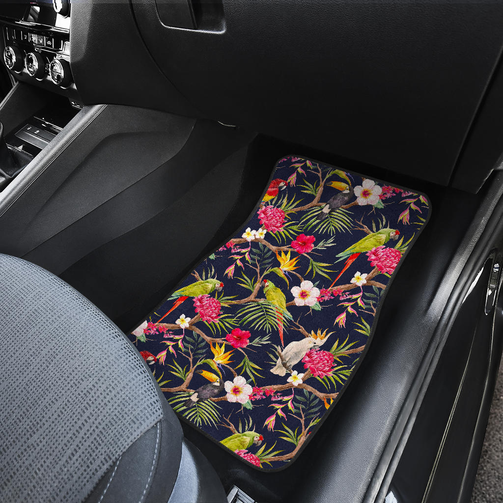 Parrot Toucan Tropical Pattern Print Front And Back Car Floor Mats/ Front Car Mat