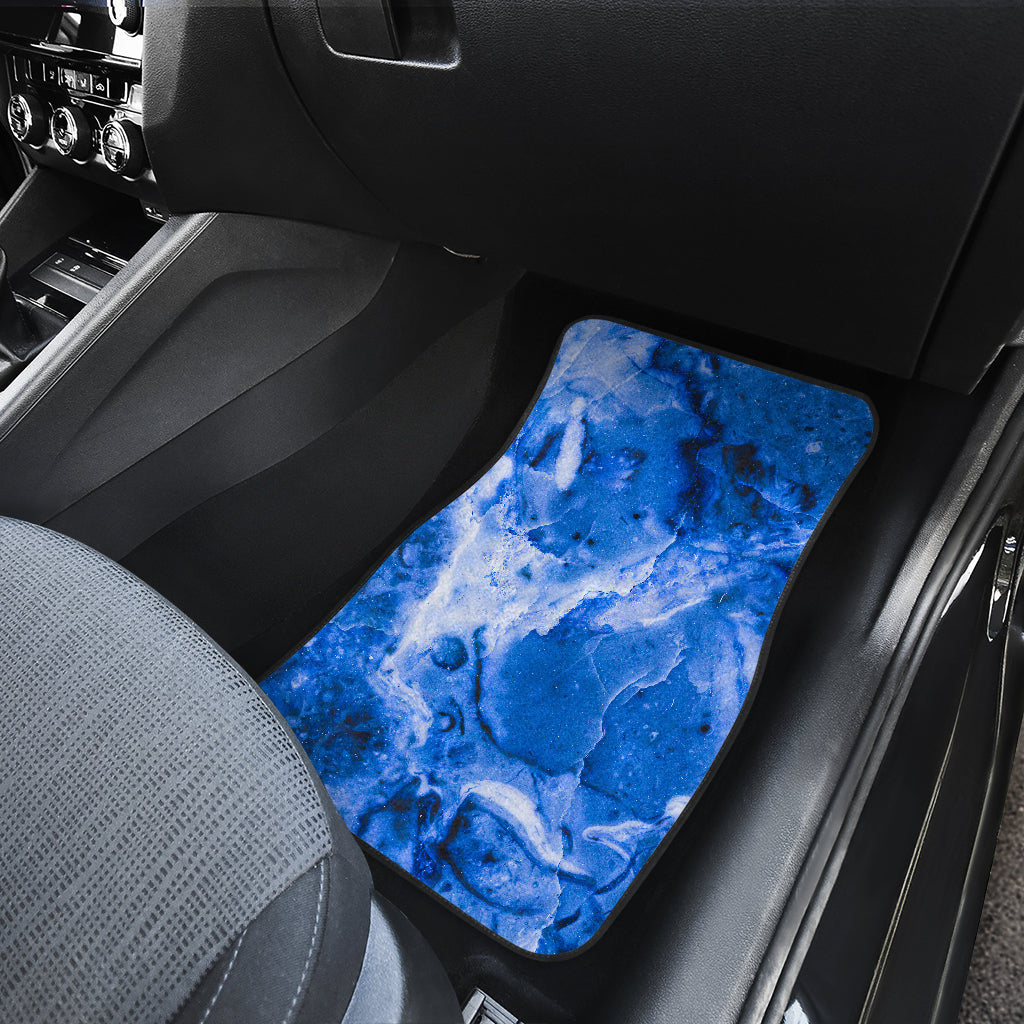 Blue Sapphire Marble Print Front And Back Car Floor Mats/ Front Car Mat