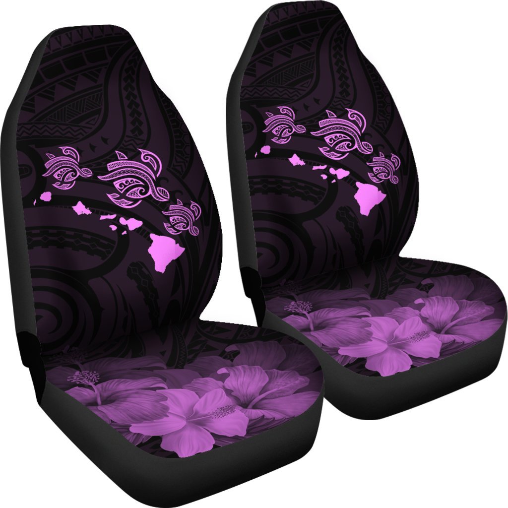 Hawaii Hibiscus Map Polynesian Ancient Pink Turtle Car Set Covers