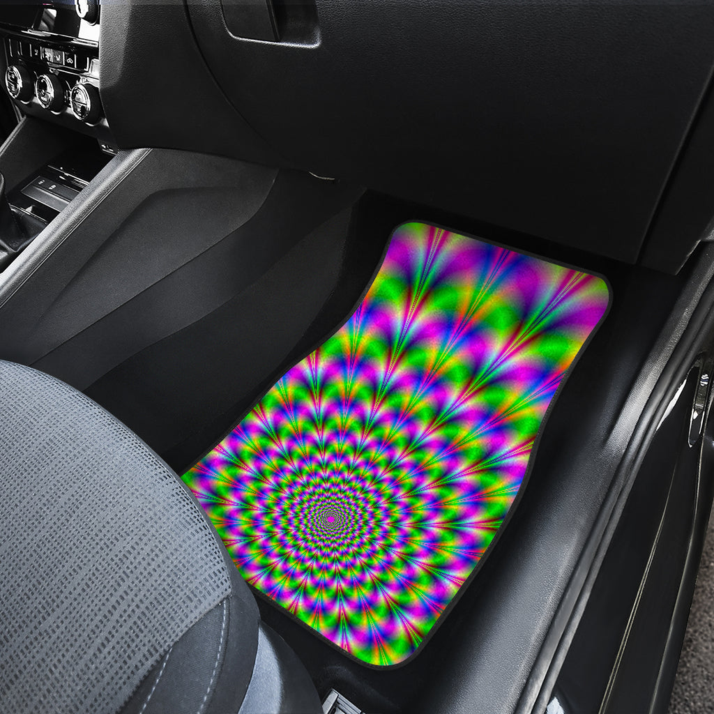 Neon Psychedelic Optical Illusion Front And Back Car Floor Mats/ Front Car Mat
