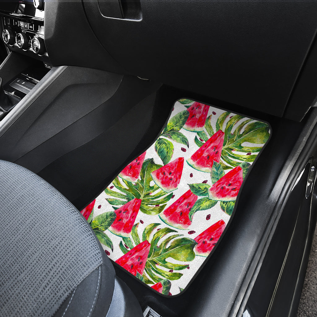 White Tropical Watermelon Pattern Print Front And Back Car Floor Mats/ Front Car Mat