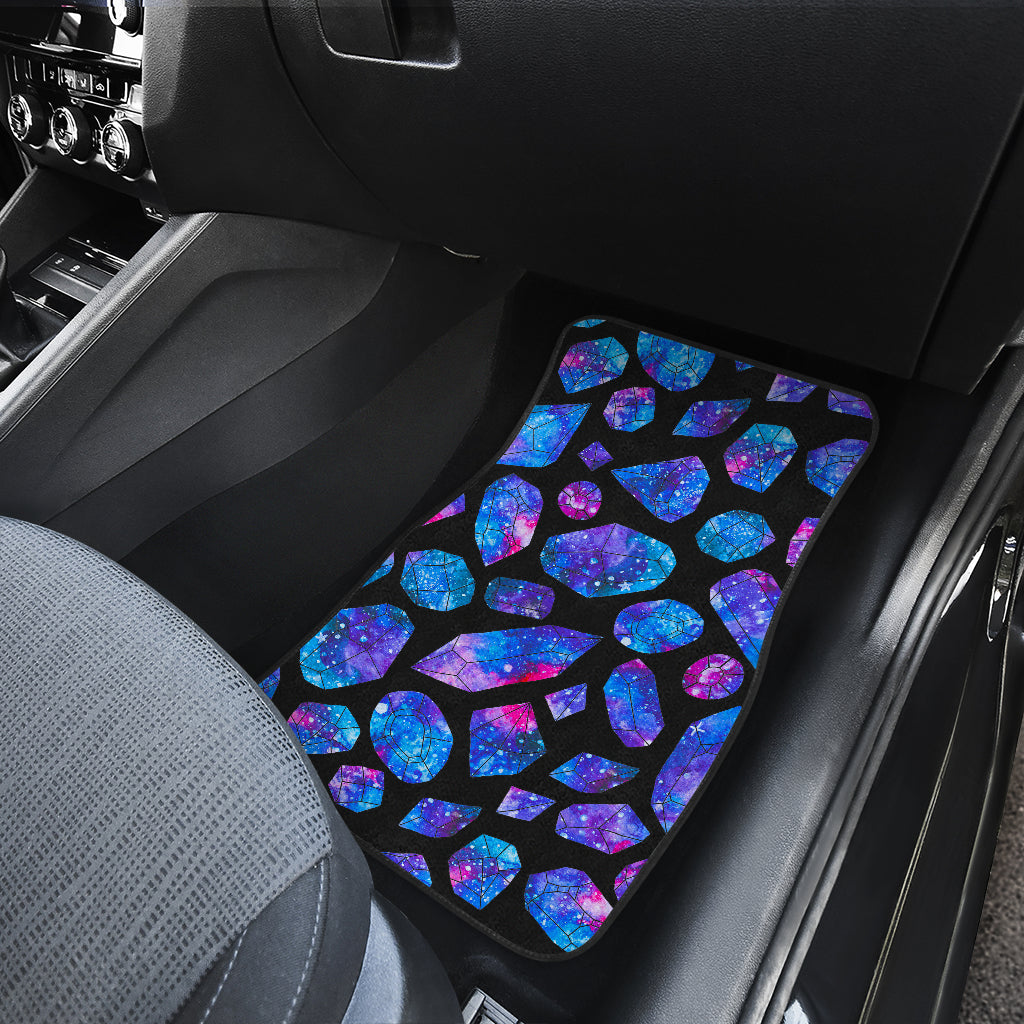 Blue Crystal Cosmic Galaxy Space Print Front And Back Car Floor Mats/ Front Car Mat