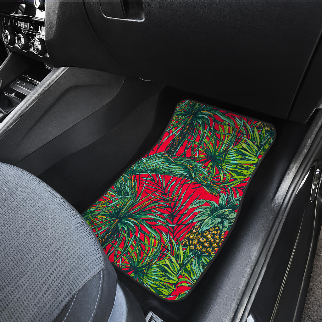 Pineapple Leaves Hawaii Pattern Print Front And Back Car Floor Mats/ Front Car Mat