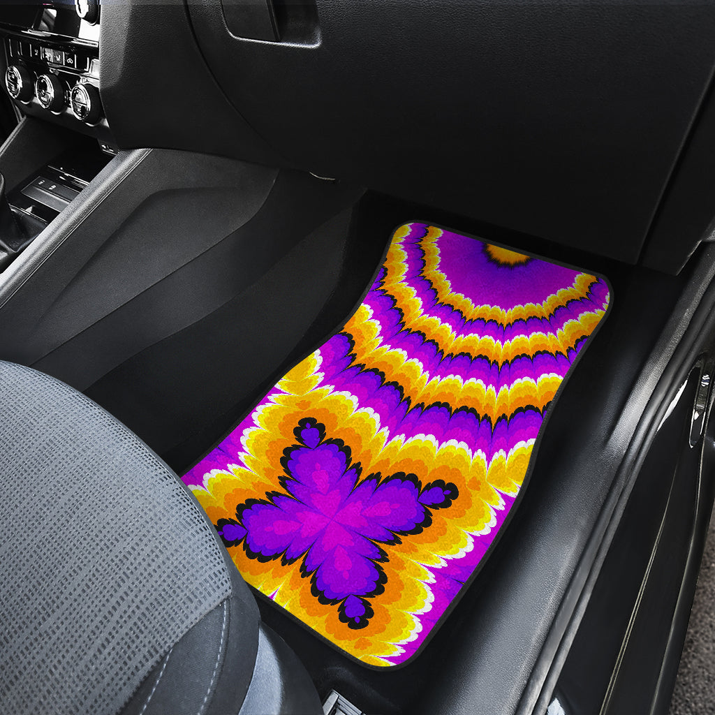 Yellow Explosion Moving Optical Illusion Front And Back Car Floor Mats/ Front Car Mat