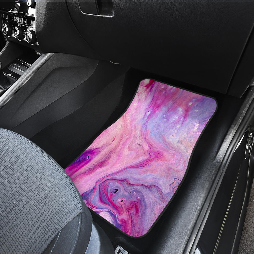 Purple Liquid Marble Print Front And Back Car Floor Mats/ Front Car Mat