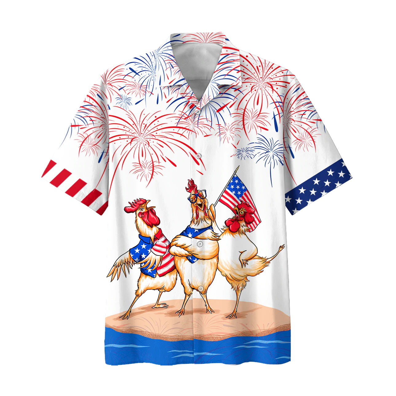 Chicken Hawaiian Shirts Independence Day Is Coming/ 4Th Of July Funny Chicken Hawaii Aloha Beach Shirt/ Chicken Lovers