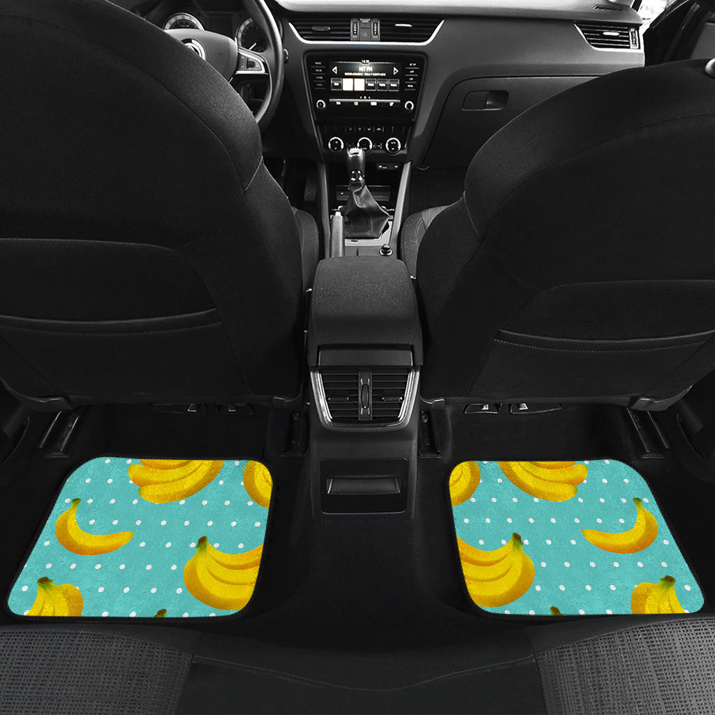 Polka Dot Banana Pattern Print Front And Back Car Floor Mats/ Front Car Mat