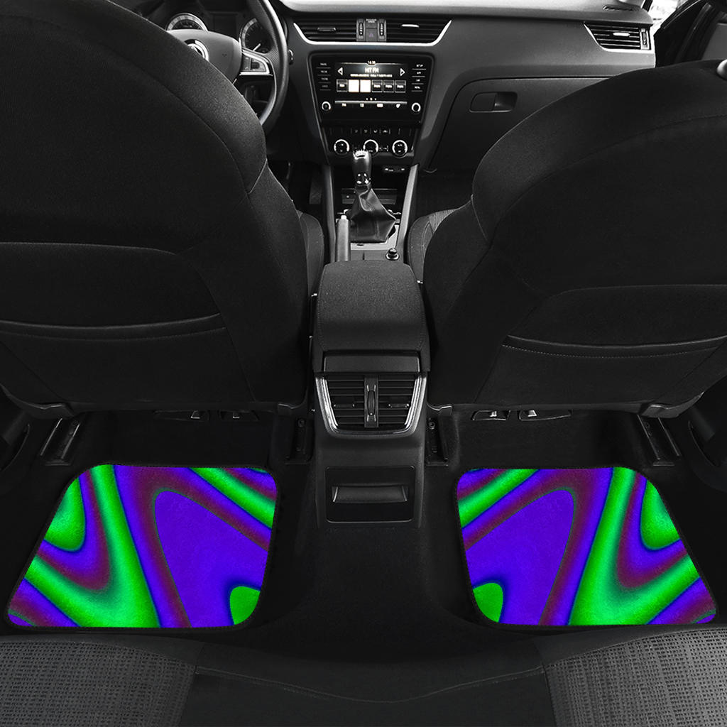 Purple Green Psychedelic Trippy Print Front And Back Car Floor Mats/ Front Car Mat