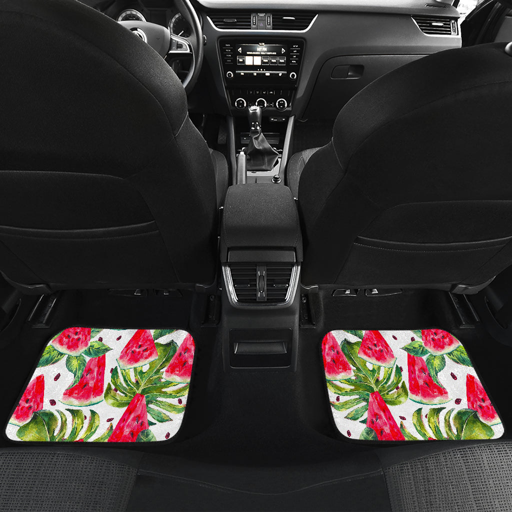 White Tropical Watermelon Pattern Print Front And Back Car Floor Mats/ Front Car Mat