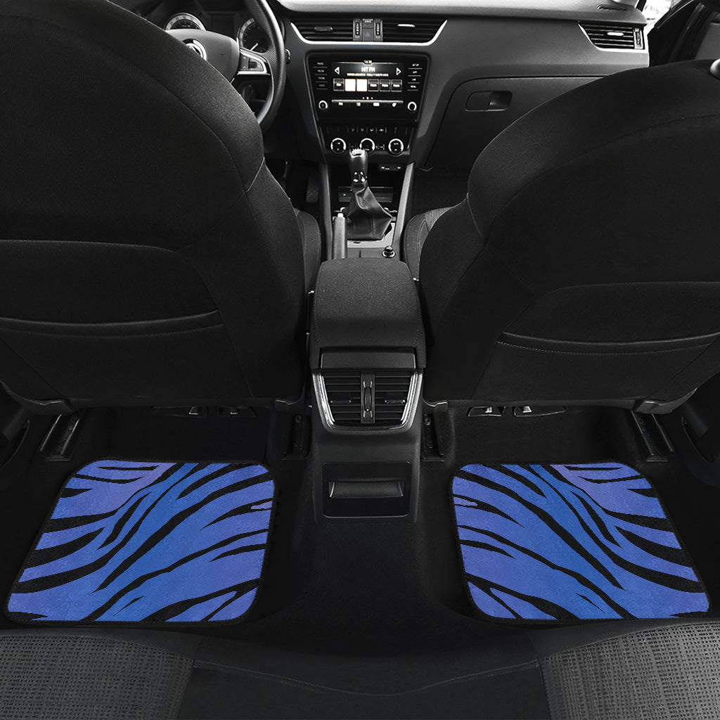 Black Blue Zebra Pattern Print Front And Back Car Floor Mats/ Front Car Mat