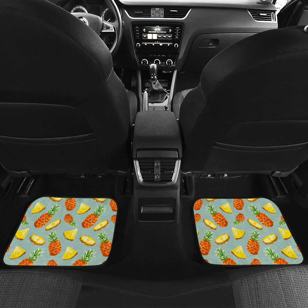 Watercolor Pineapple Pattern Print Front And Back Car Floor Mats/ Front Car Mat