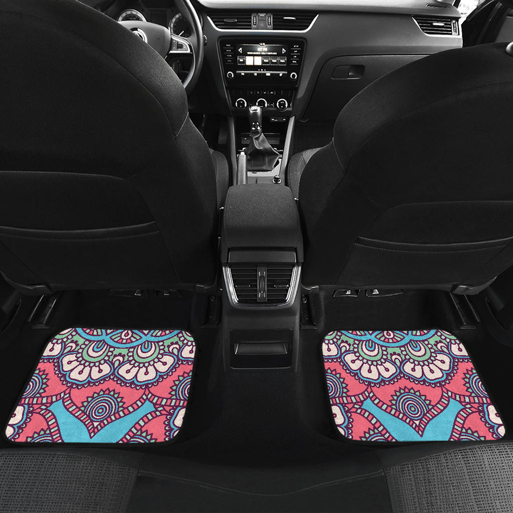 Pastel Mandala Bohemian Pattern Print Front And Back Car Floor Mats/ Front Car Mat