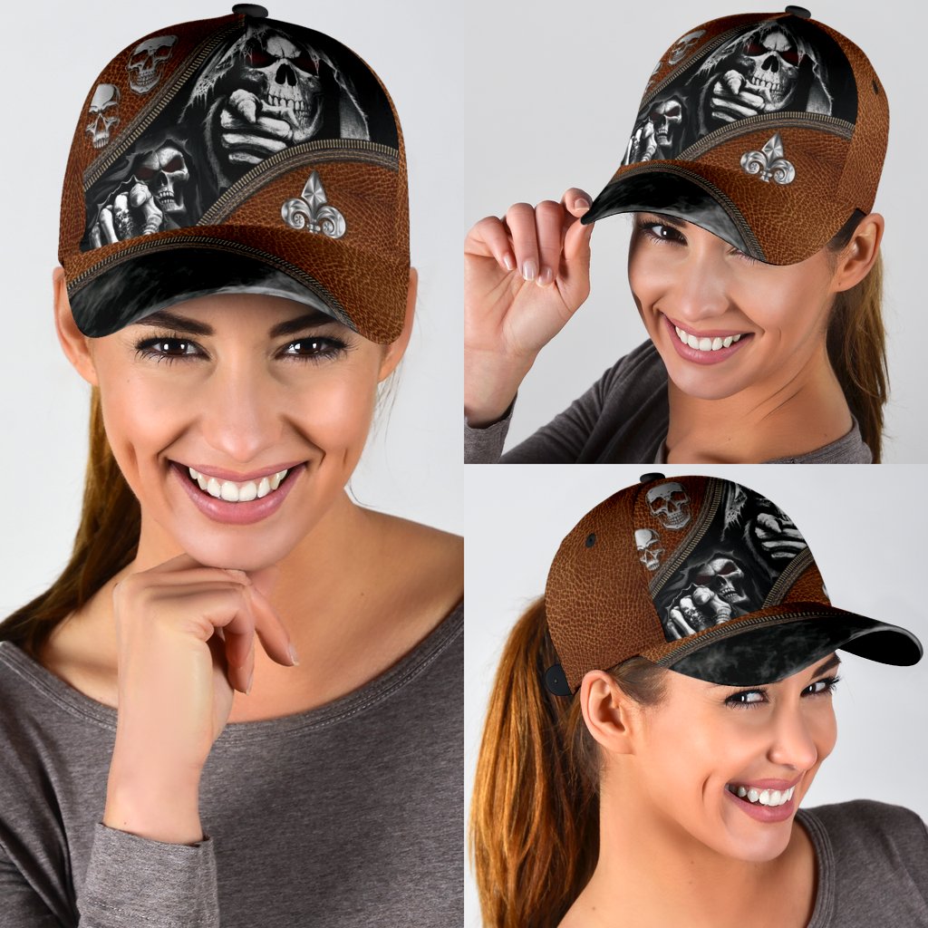 3D All Over Print The Death Classic Cap Hat Skull Baseball Cap Hat With Leather Pattern