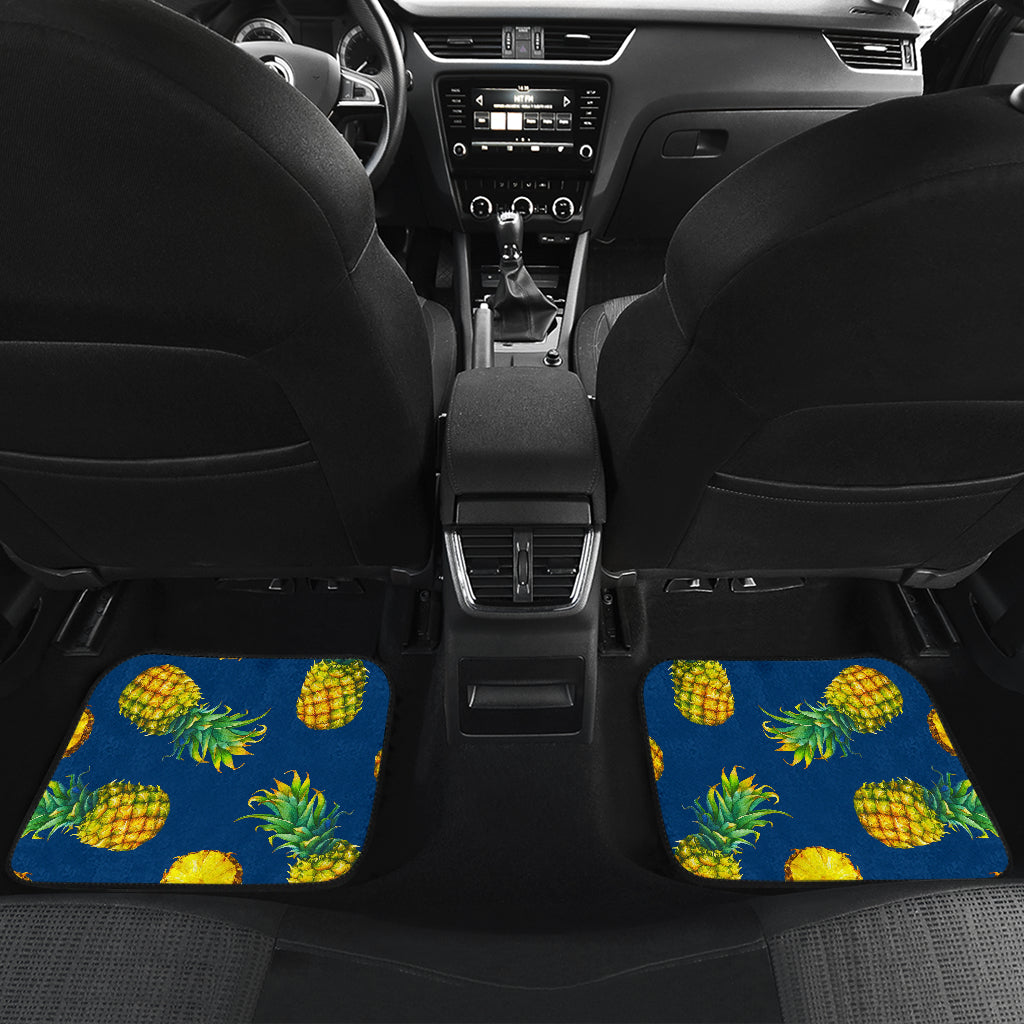 Blue Pineapple Pattern Print Front And Back Car Floor Mats/ Front Car Mat