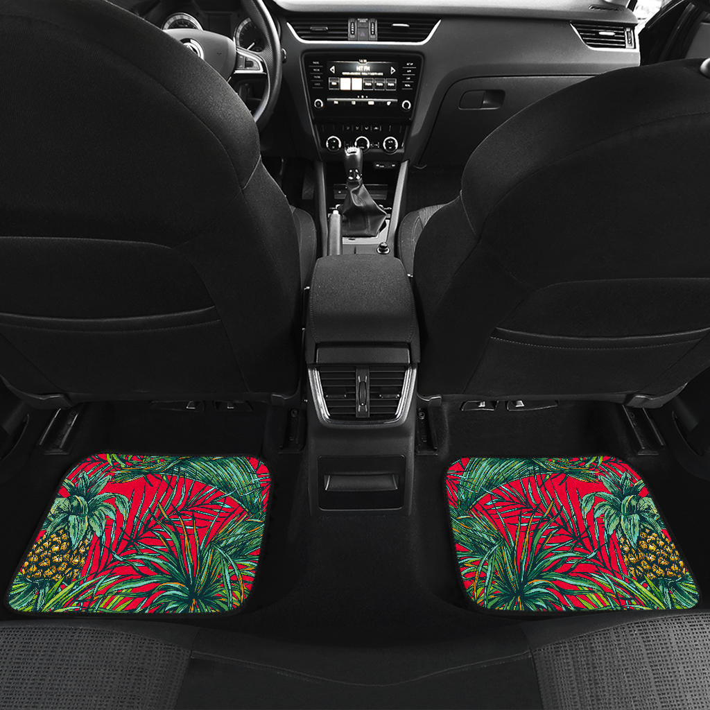 Pineapple Leaves Hawaii Pattern Print Front And Back Car Floor Mats/ Front Car Mat
