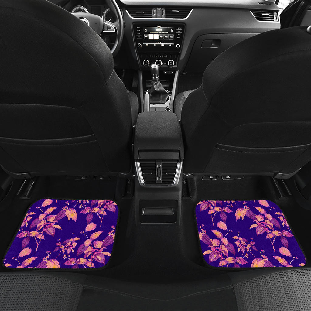 Purple Tropical Hawaiian Pattern Print Front And Back Car Floor Mats/ Front Car Mat