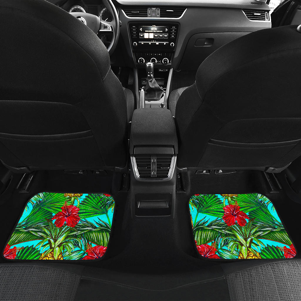 Pineapple Hibiscus Hawaii Pattern Print Front And Back Car Floor Mats/ Front Car Mat