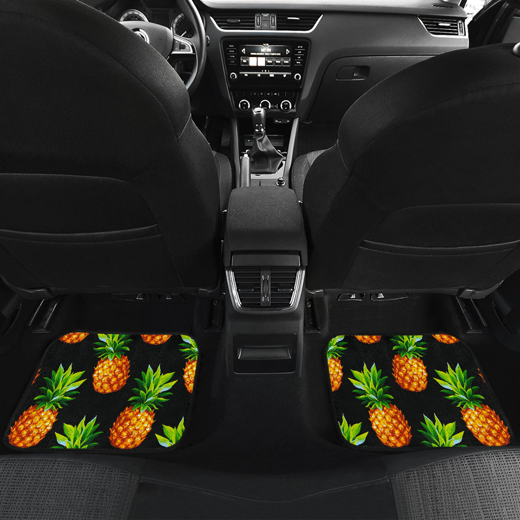Black Pineapple Pattern Print Front And Back Car Floor Mats/ Front Car Mat