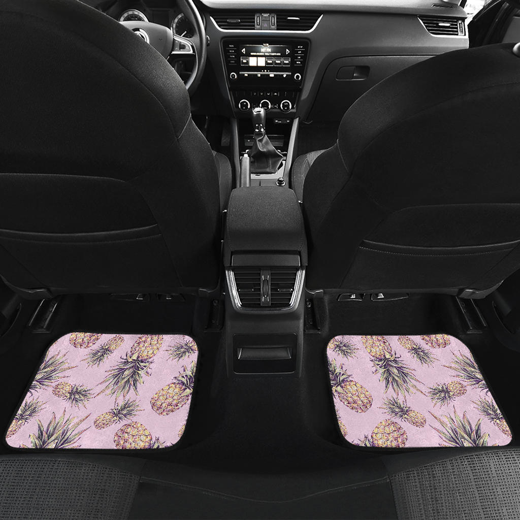 Pink Vintage Pineapple Pattern Print Front And Back Car Floor Mats/ Front Car Mat