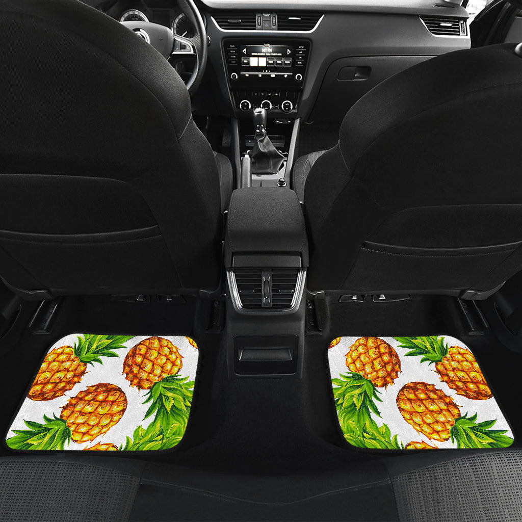 White Summer Pineapple Pattern Print Front And Back Car Floor Mats/ Front Car Mat