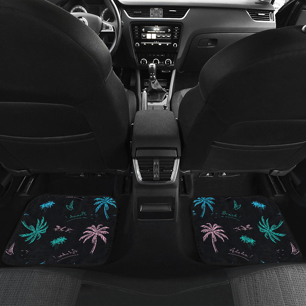 Palm Tree Summer Beach Pattern Print Front And Back Car Floor Mats/ Front Car Mat