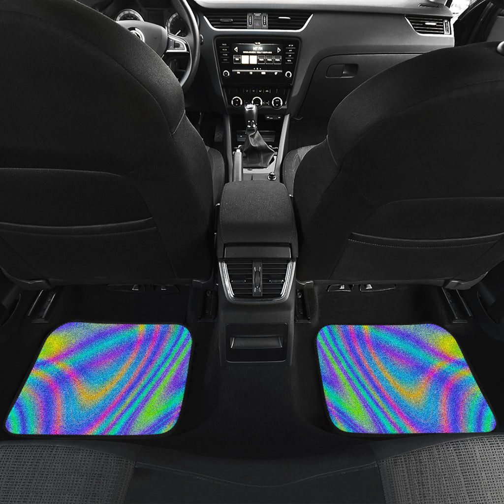 Turquoise Holographic Trippy Print Front And Back Car Floor Mats/ Front Car Mat