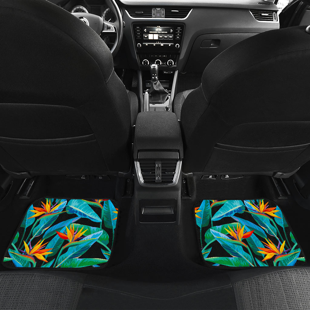 Teal Tropical Pattern Print Front And Back Car Floor Mats/ Front Car Mat