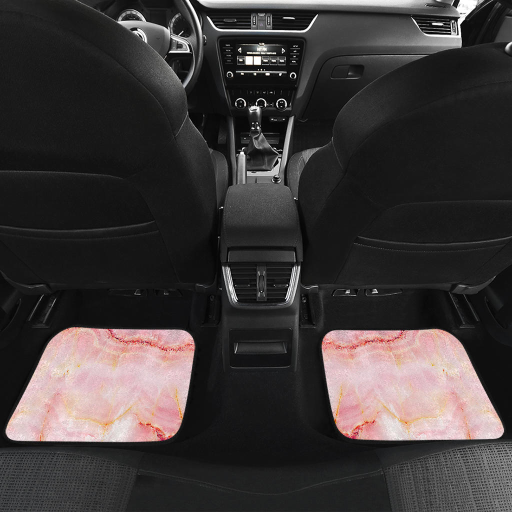 Pink Marble Print Front And Back Car Floor Mats/ Front Car Mat