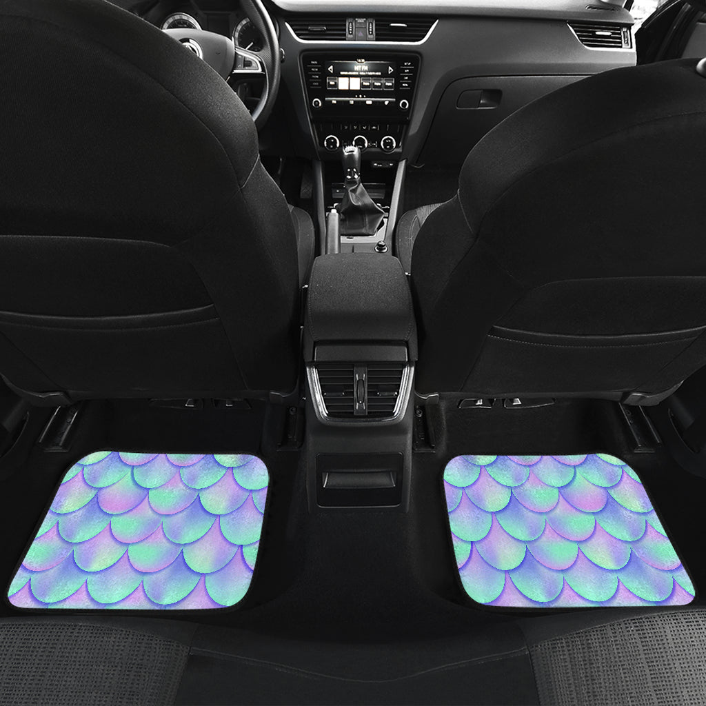 Blue Mermaid Scales Pattern Print Front And Back Car Floor Mats/ Front Car Mat