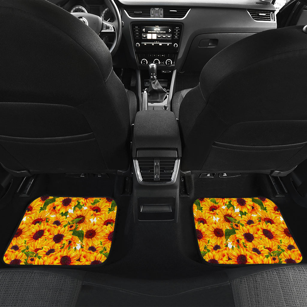 Watercolor Sunflower Pattern Print Front And Back Car Floor Mats/ Front Car Mat