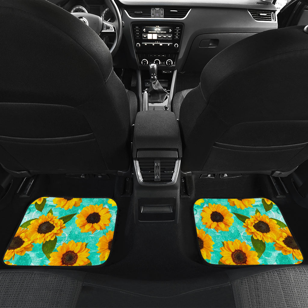 Bright Sunflower Pattern Print Front And Back Car Floor Mats/ Front Car Mat