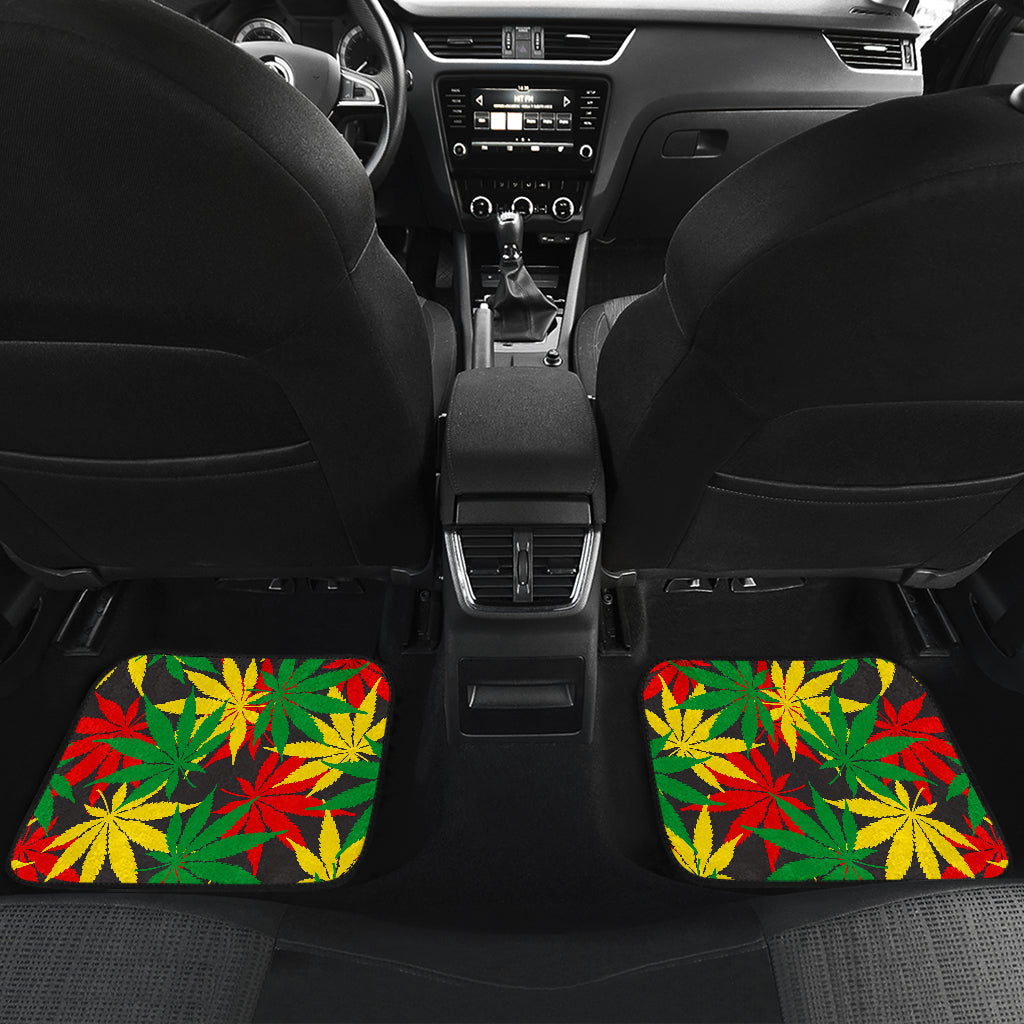 Classic Hemp Leaves Reggae Pattern Print Front And Back Car Floor Mats/ Front Car Mat