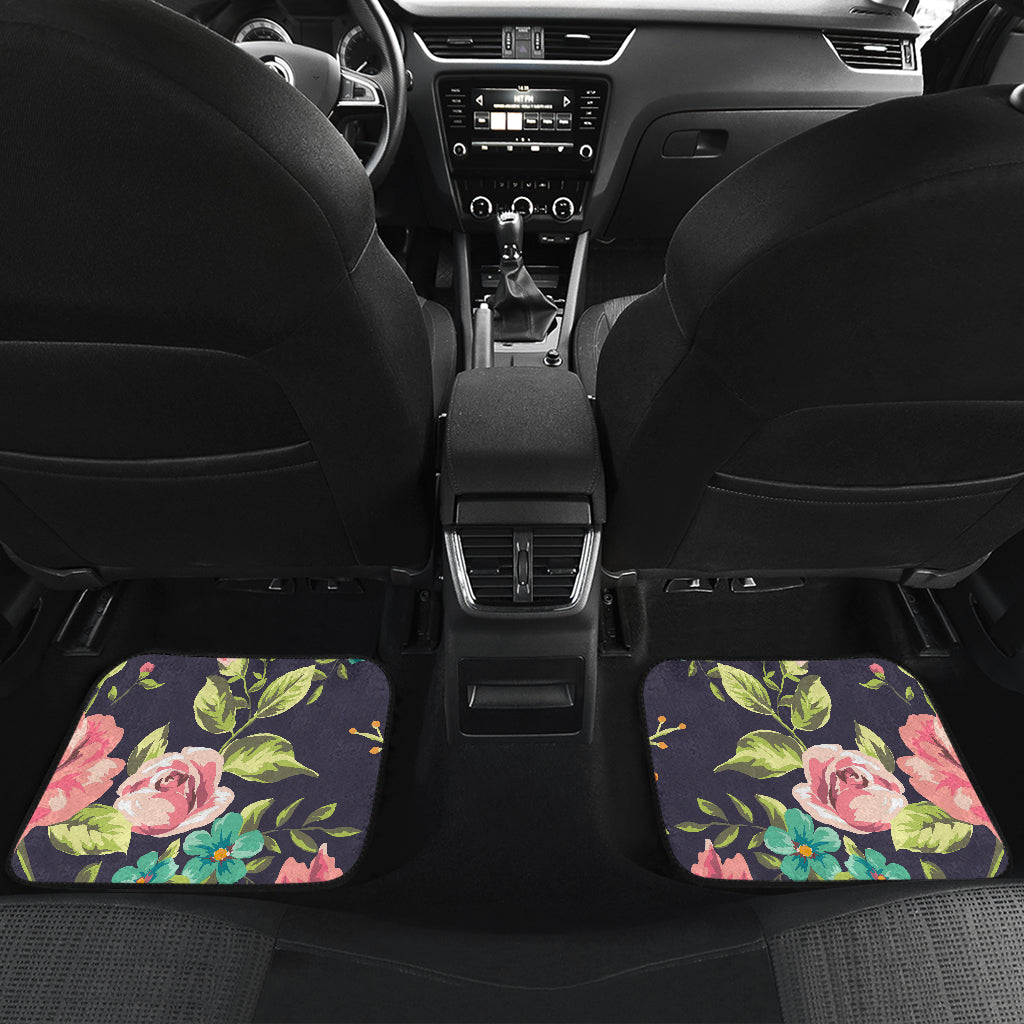 Vintage Rose Floral Flower Pattern Print Front And Back Car Floor Mats/ Front Car Mat