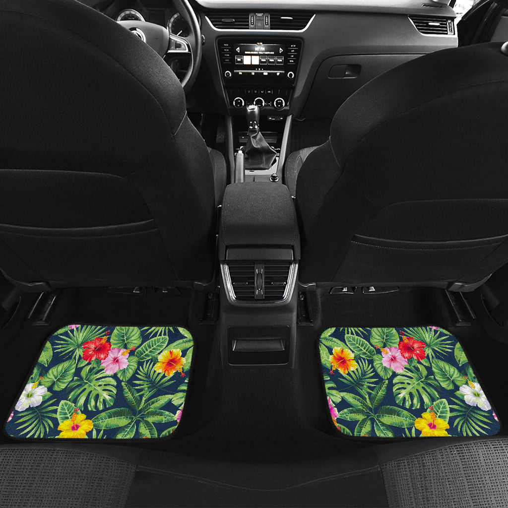 Tropical Hibiscus Flowers Pattern Print Front And Back Car Floor Mats/ Front Car Mat