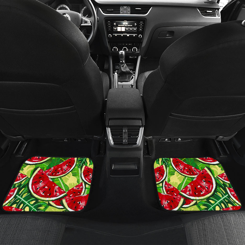 Tropical Leaves Watermelon Pattern Print Front And Back Car Floor Mats/ Front Car Mat