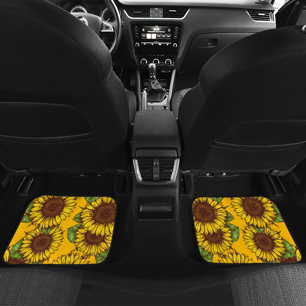 Classic Vintage Sunflower Pattern Print Front And Back Car Floor Mats/ Front Car Mat