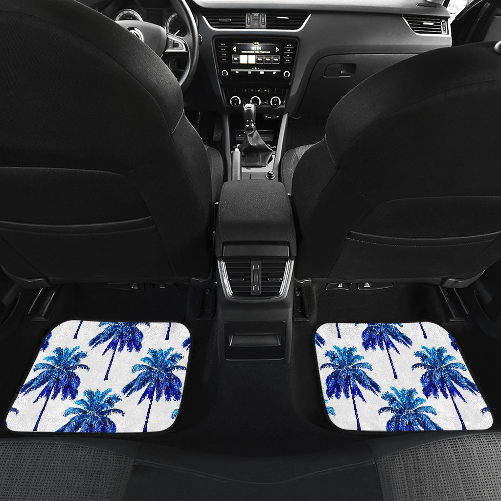 Blue Palm Tree Pattern Print Front And Back Car Floor Mats/ Front Car Mat